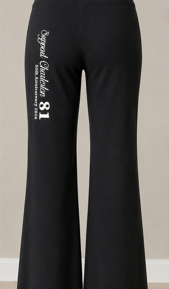 81 Bad Girls Club 50th Anniversary Women’s Flare Leg Yoga Pants - Black